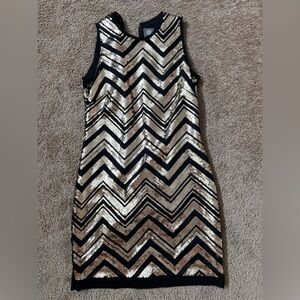 Vince Camuto Black and Gold Sequin Dress NWOT